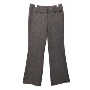 Express Editor Flare Leg Pants Houndstooth Plaid Womens Size 6 Grey Trousers